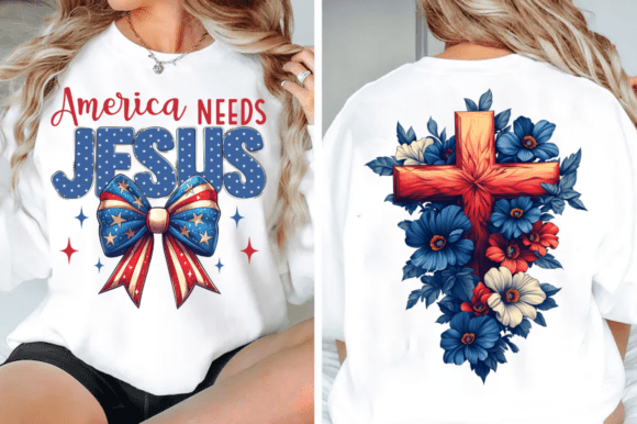 America Needs Jesus Coquette Bow T-Shirt Designs