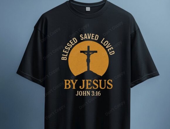 Blessed Saved Loved by Jesus PNG: T-Shirt Designs