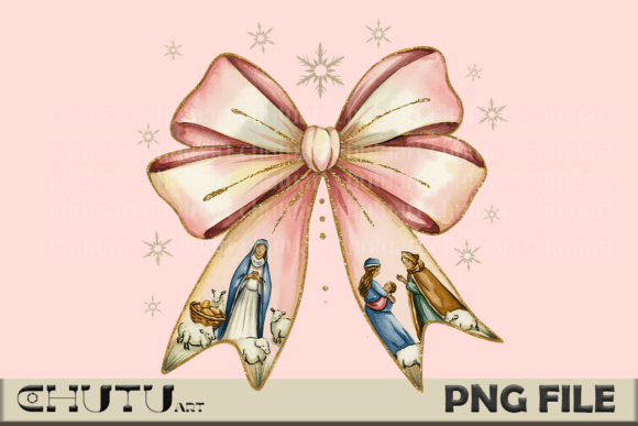 Christian Nativity Christmas Bow PNG — T-Shirt Designs
