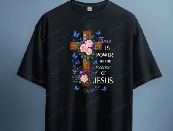 Power in the Name of Jesus PNG, Floral T-Shirt Designs