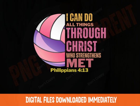 Volleyball Philippians 4:13 Christian T-Shirt Designs